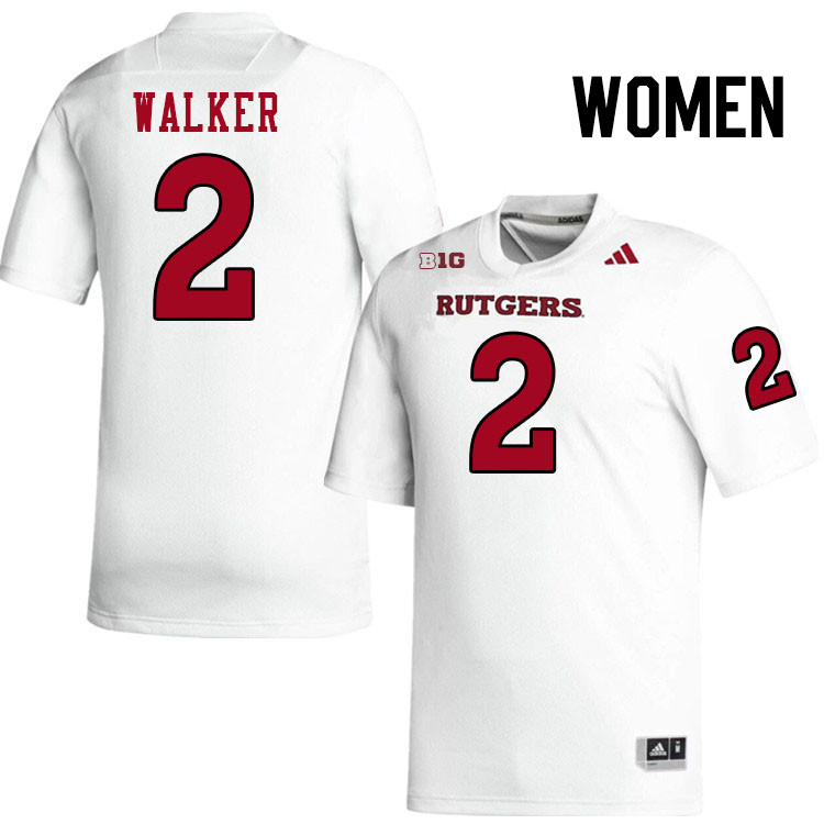 Women #2 Moses Walker Rutgers Scarlet Knights 2024 College Football Jerseys Stitched-White